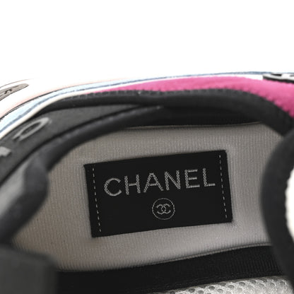 Chanel Fabric Suede CC Sneakers 40 Light Grey Light Blue Fuchsia 8 of 9