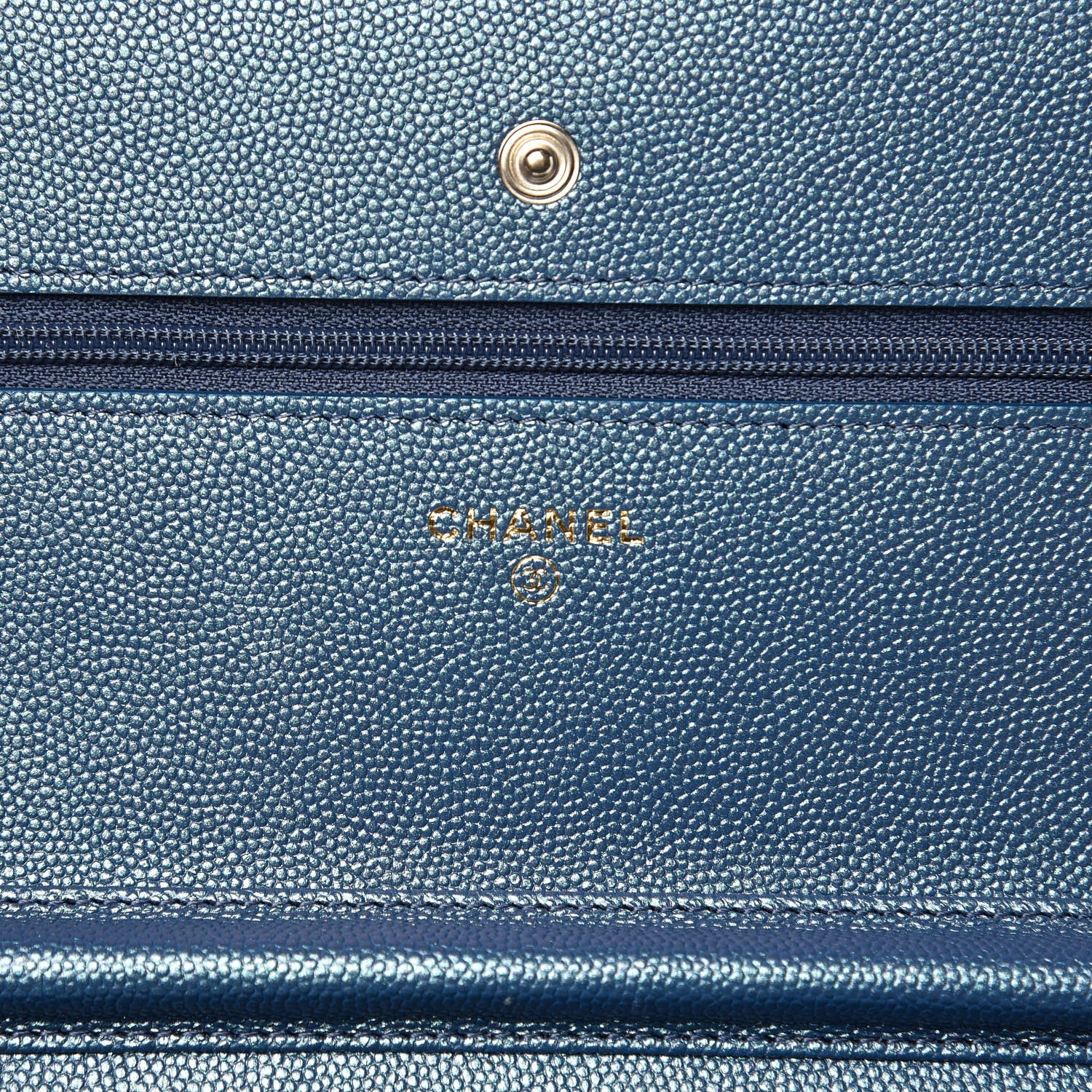 Chanel Iridescent Caviar Quilted Wallet On Chain WOC Dark Blue 6 of 11