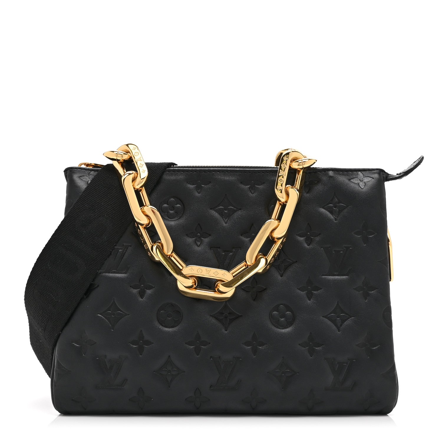 Louis Vuitton Lambskin Embossed Monogram Scarf Coussin PM Black 1 of 9