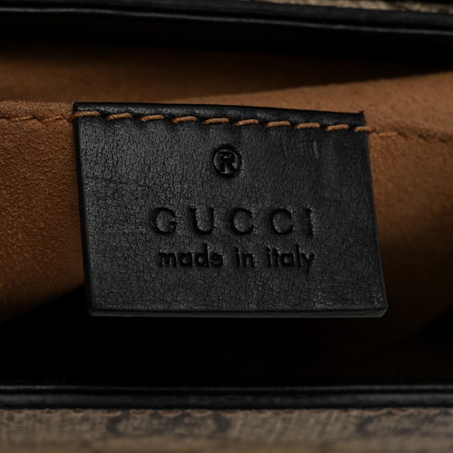 GG Supreme Monogram Calfskin Small Padlock Shoulder Bag Beige Black Cuir