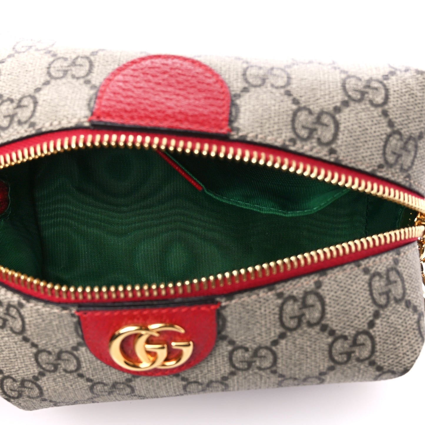 Soft GG Supreme Monogram Calfskin Medium Ophidia Cosmetic Case Beige Ebony Hibiscus Red