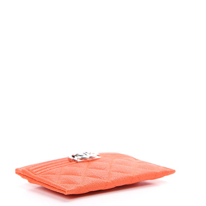Chanel Caviar Quilted Boy Card Holder Orange 3 of 9