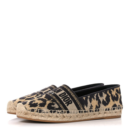 Christian Dior Cotton Embroidered Leopard Print Granville Espadrille 38 Natural 3 of 9