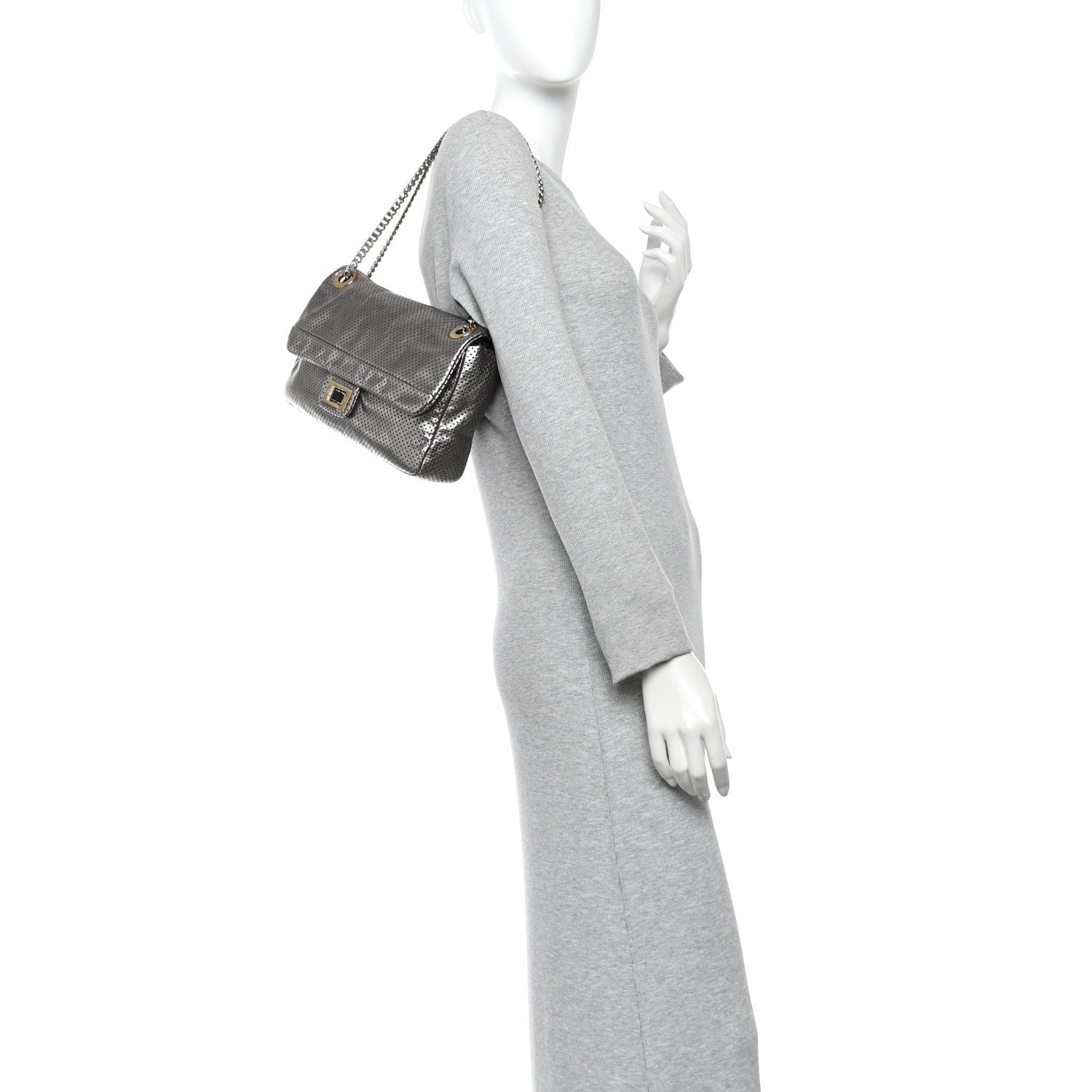 Chanel Metallic Crackled Calfskin Perforated Drill Flap Bronze 2 of 10