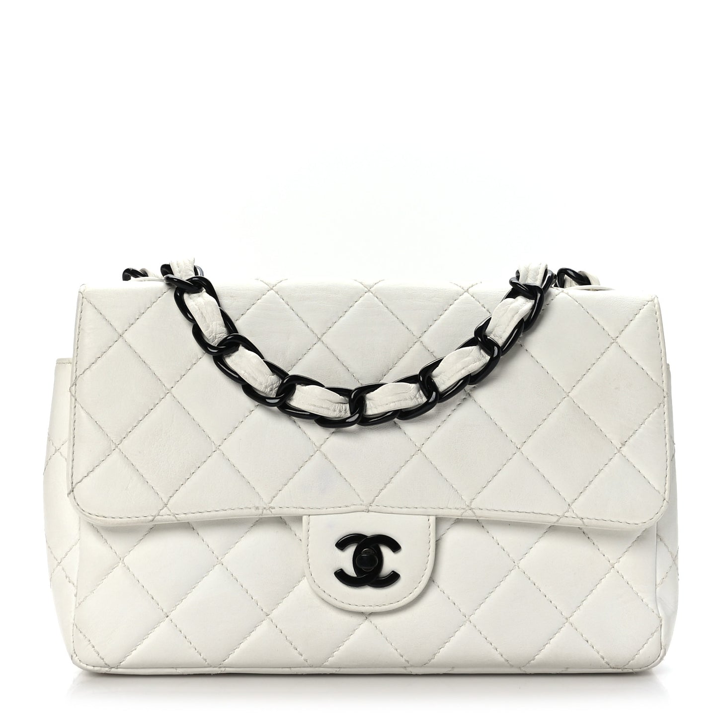Lambskin Bekko Resin Medium Flap White