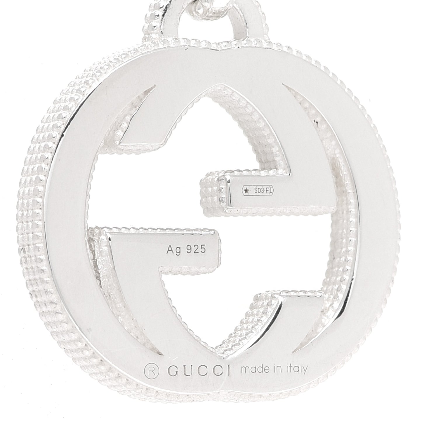 Sterling Silver Interlocking GG Pendant Beaded Necklace