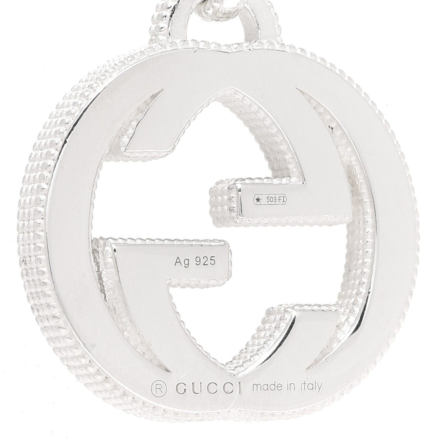 Gucci Sterling Silver Interlocking GG Pendant Beaded Necklace 6 of 7
