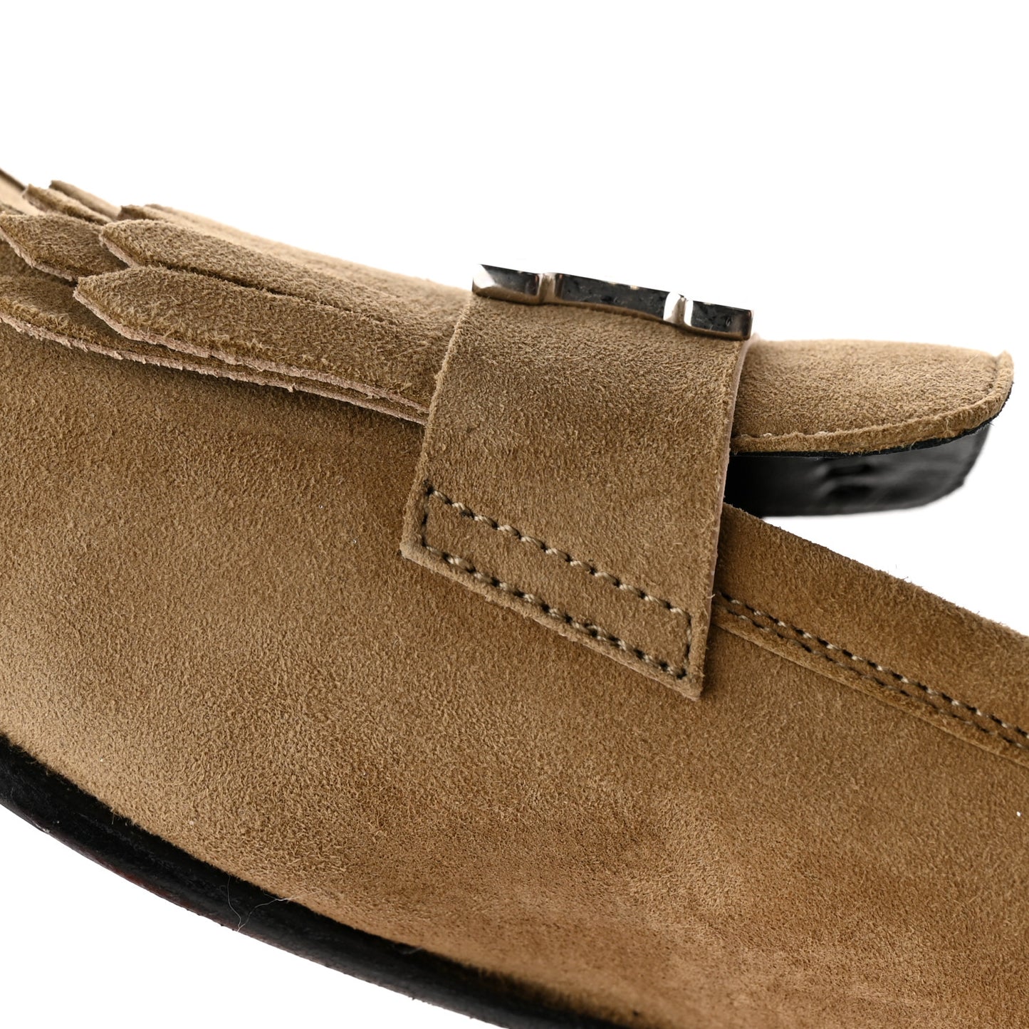 Suede Goatskin Womens Royal Loafers 37 Beige