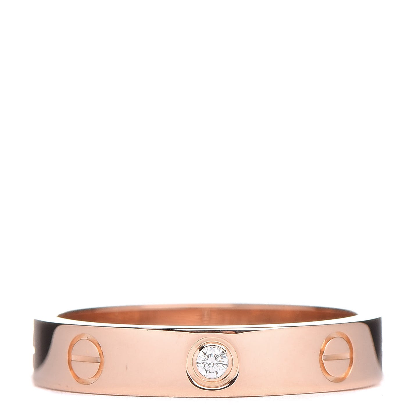 18K Pink Gold Diamond LOVE Wedding Band Ring 55 7.25