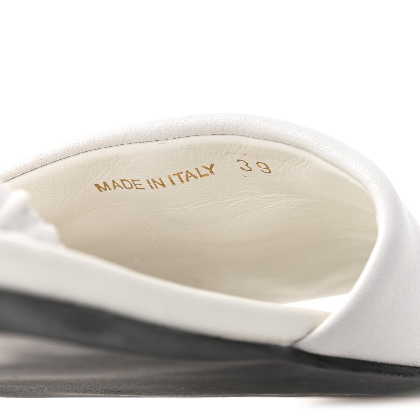 Vitello Nappa Ruched Flat Sandals 39 White