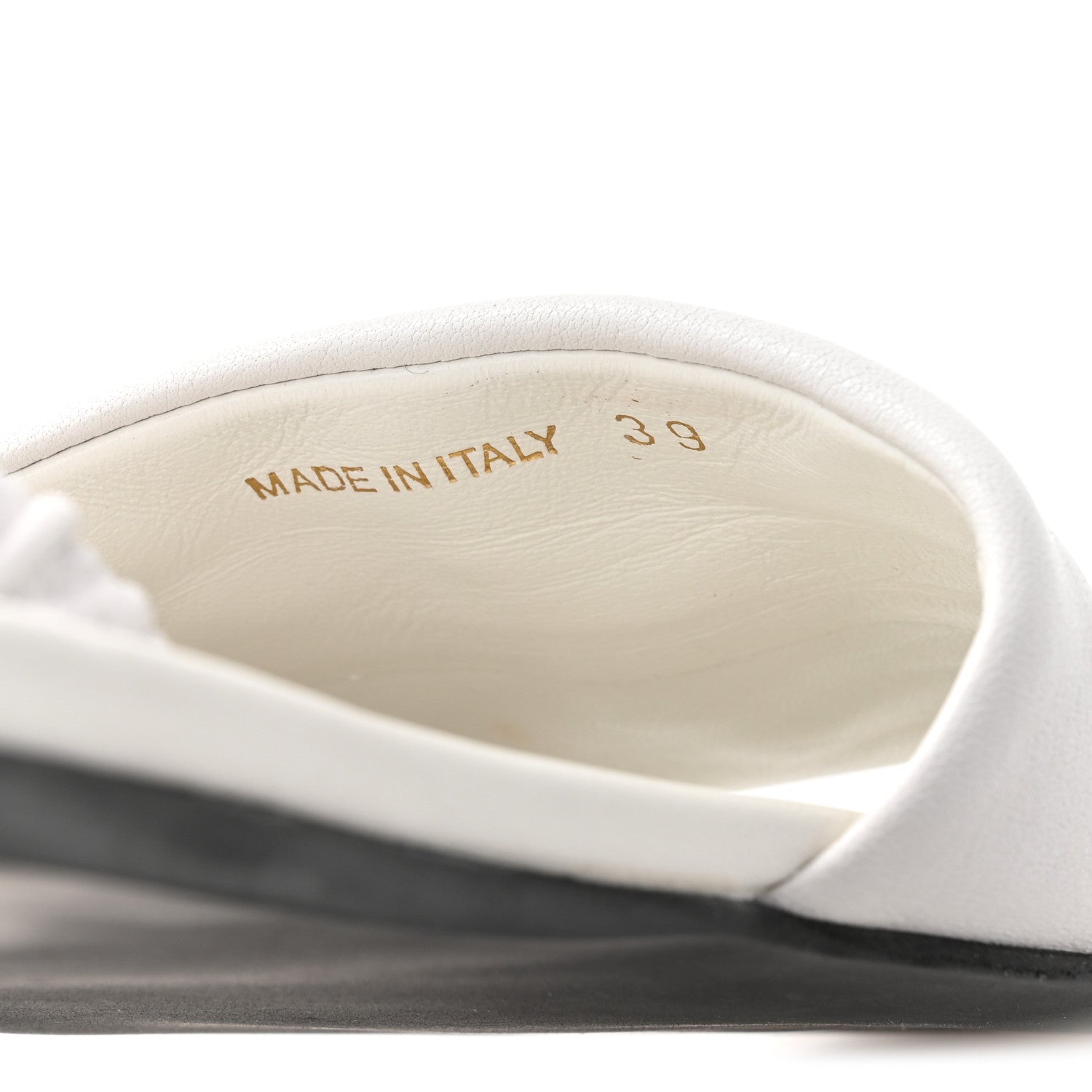 Miu Miu Vitello Nappa Ruched Flat Sandals 39 White 9 of 10
