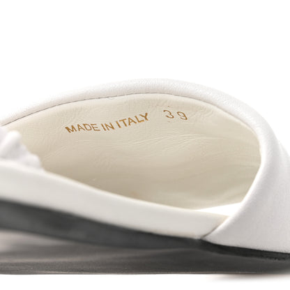 Miu Miu Vitello Nappa Ruched Flat Sandals 39 White 9 of 10