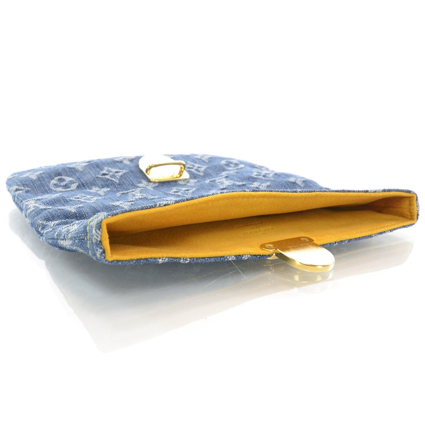 Monogram Denim Pochette Plat Clutch Blue