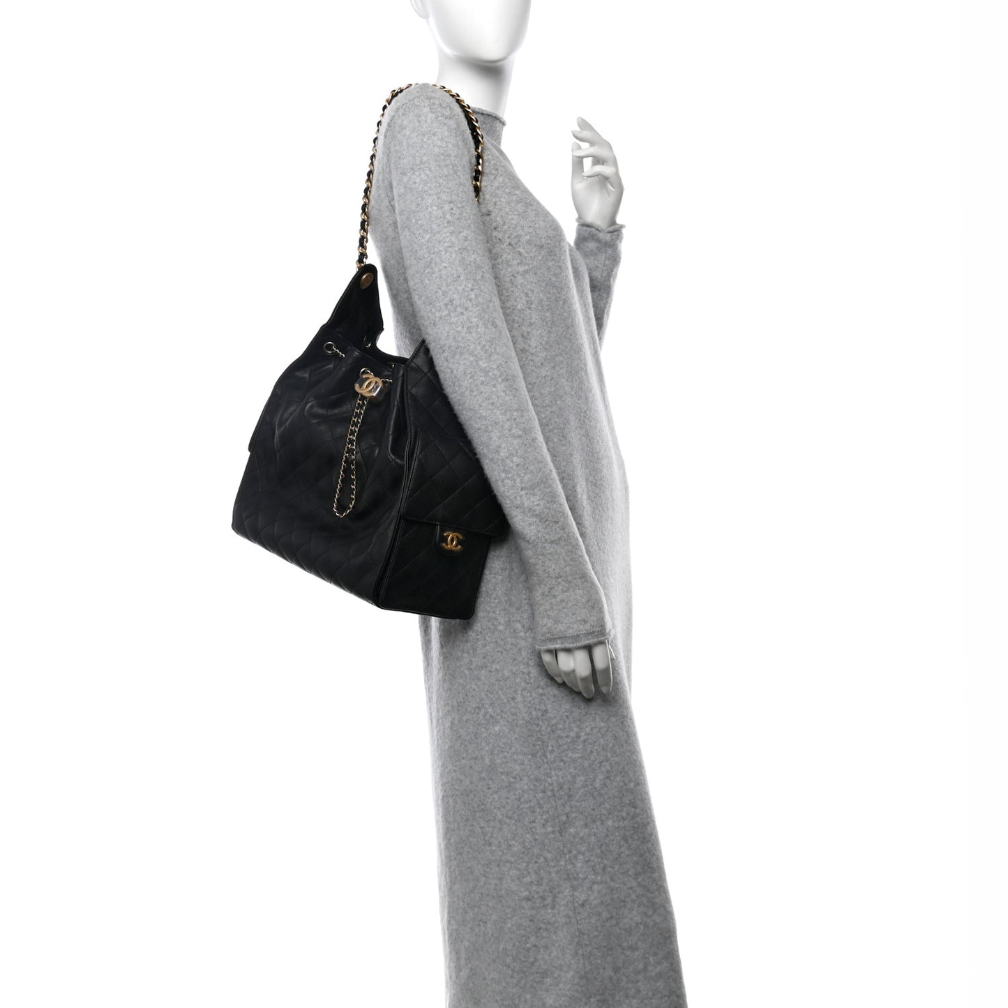 Caviar Quilted Medium Chanel 25 Handbag Black