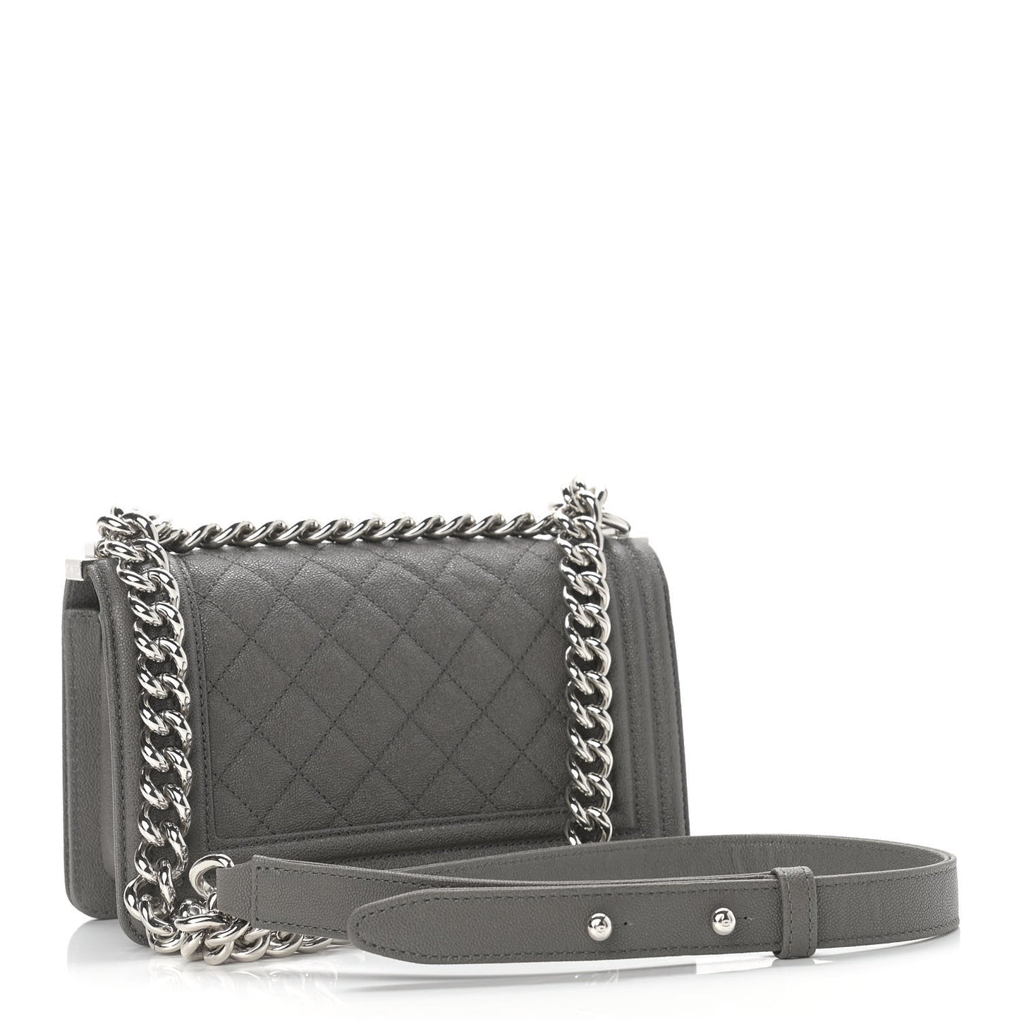 Caviar Quilted Small Boy Flap Grey