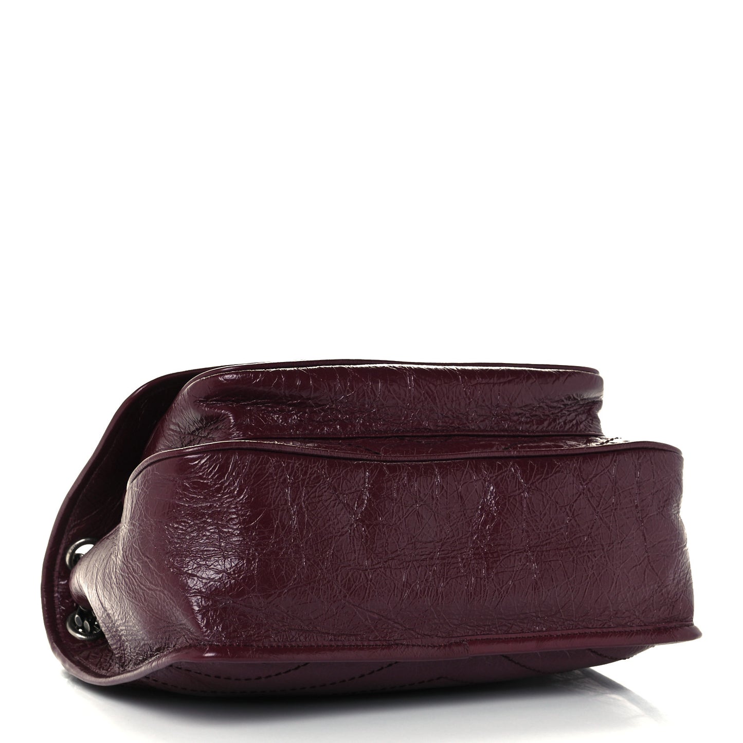 Crinkled Calfskin Matelasse Monogram Medium Niki Chain Satchel Rouge Legion