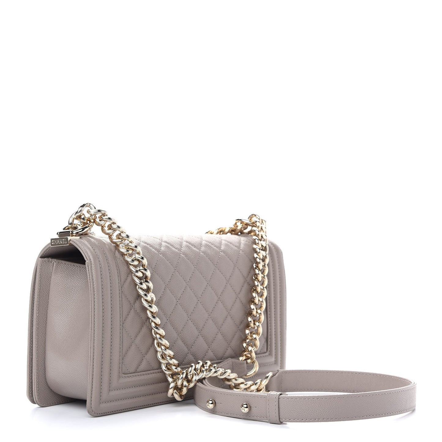 Caviar Quilted Medium Boy Flap Dark Beige