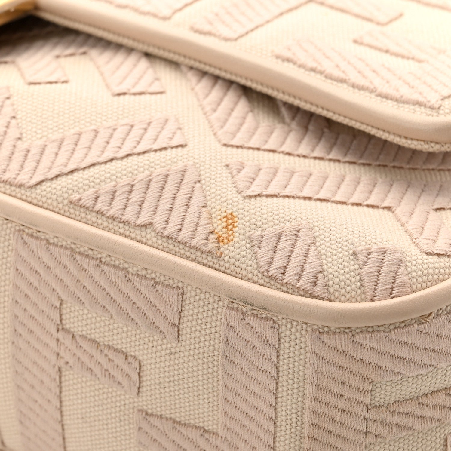 Fendi Canvas Vitello King Bi-Color Strap FF Embroidered Baguette Poudre 11 of 11