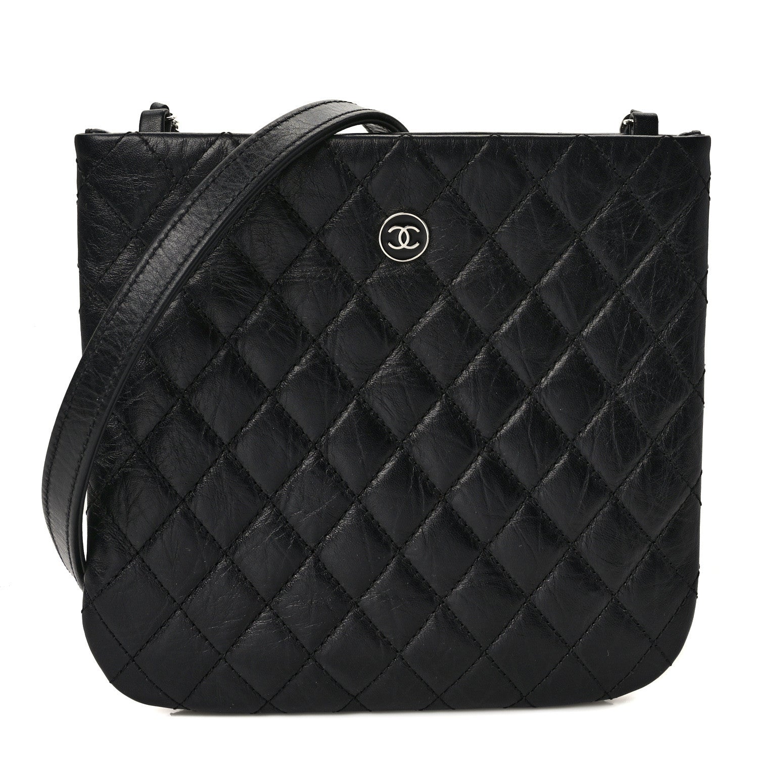 Chanel Aged Calfskin Quilted Crossbody Bag Black 1 of 8