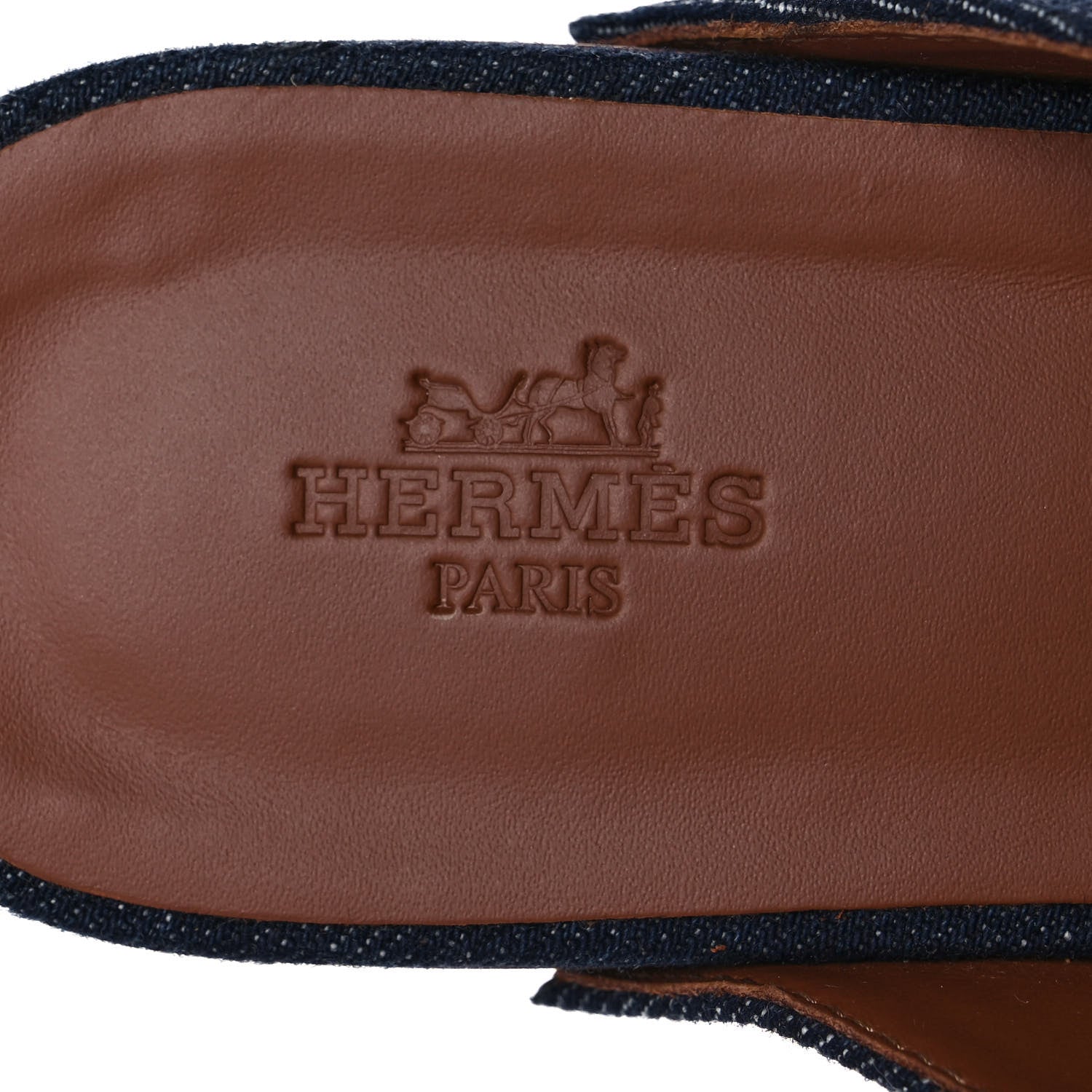 Hermes Denim Carlotta Mules 37 Bleu Brut Gold 7 of 8
