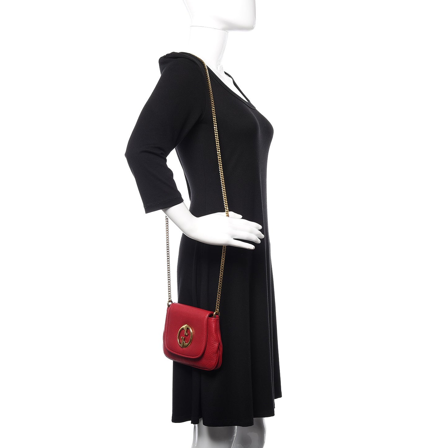 Pebbled Calfskin Small 1973 Chain Shoulder Bag Red