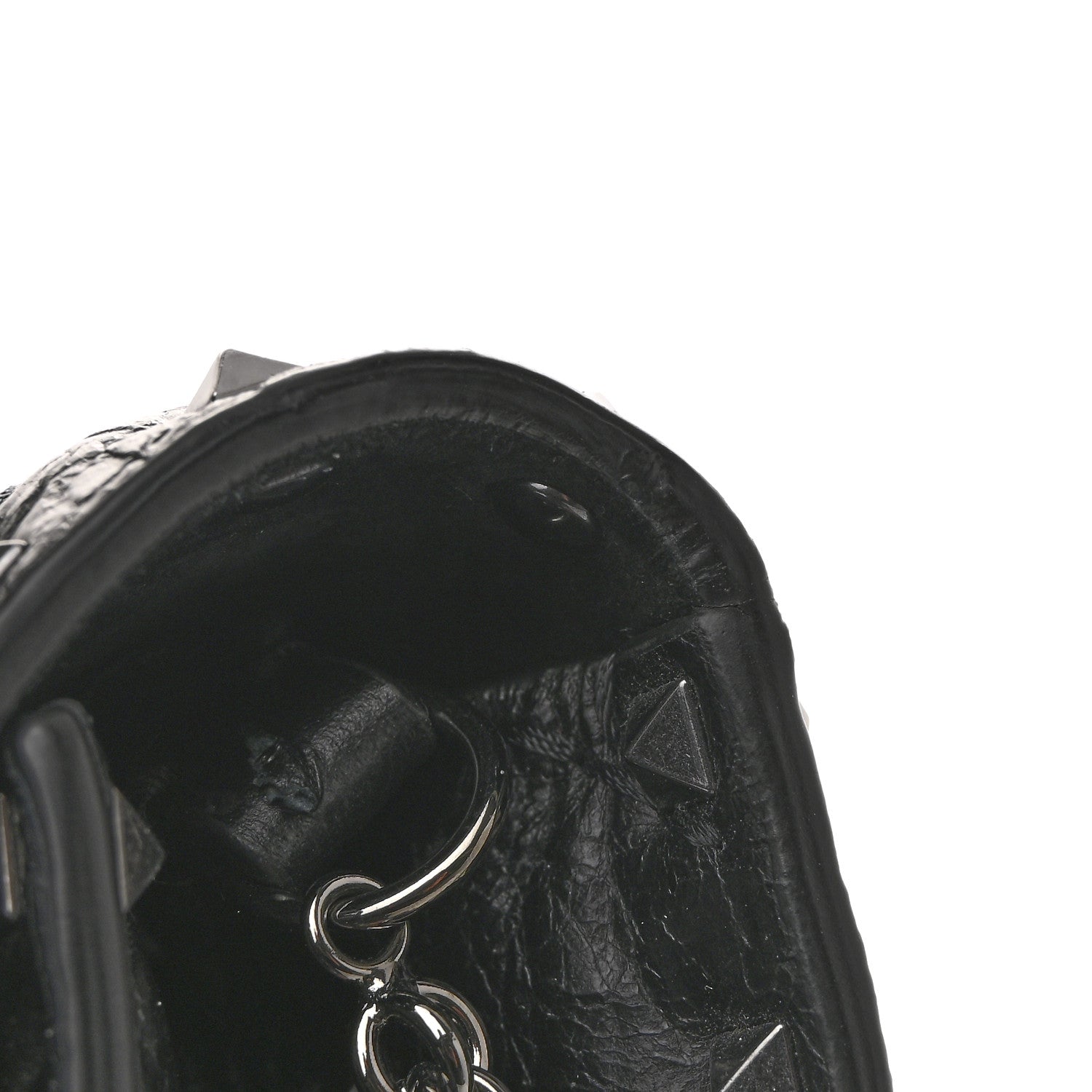 Valentino Garavani Craquele Nappa Rockstud Spike Wallet on Chain Black 11 of 13