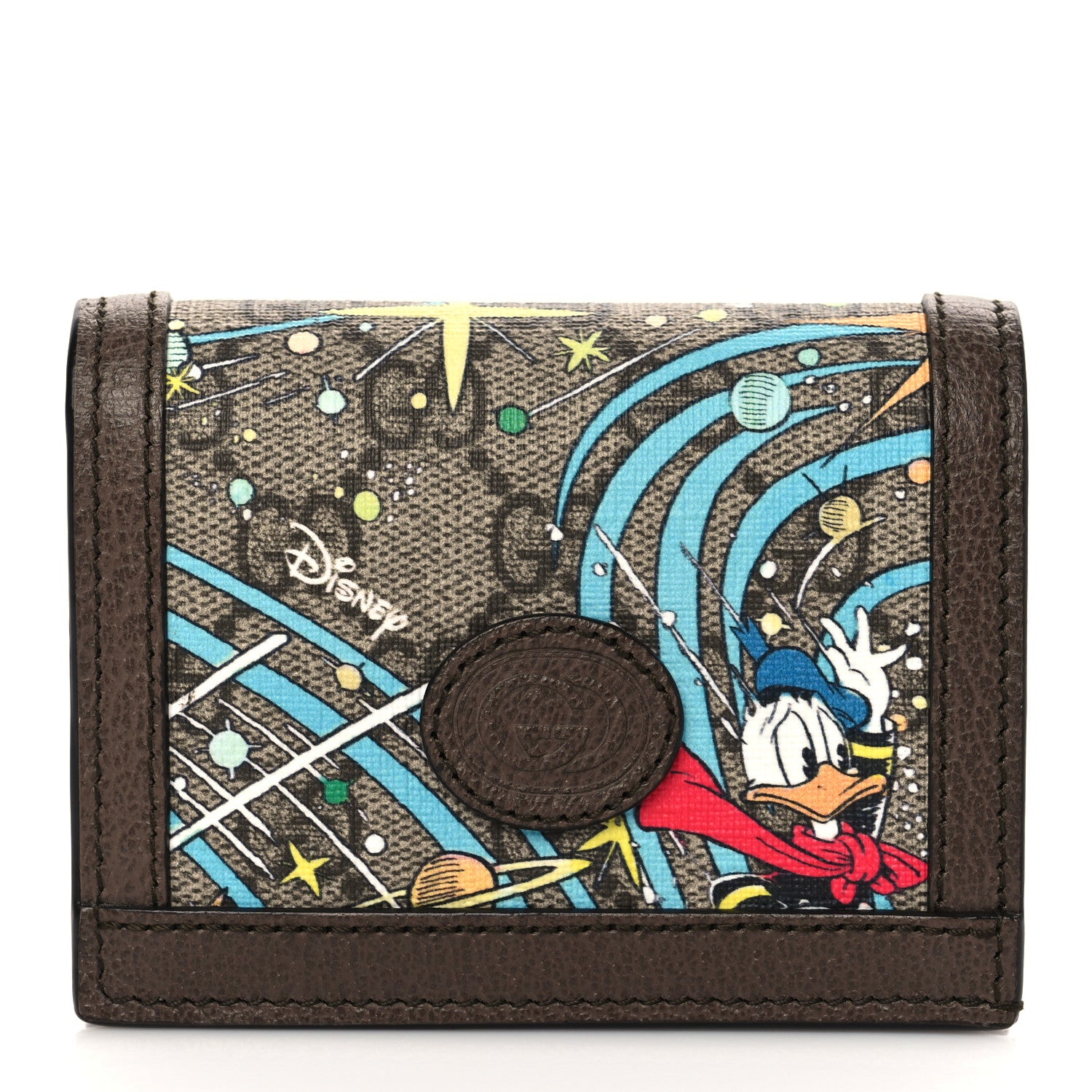 Gucci X DISNEY GG Supreme Monogram Donald Duck Interlocking G Card Case Beige Multicolor New Acero 1 of 5