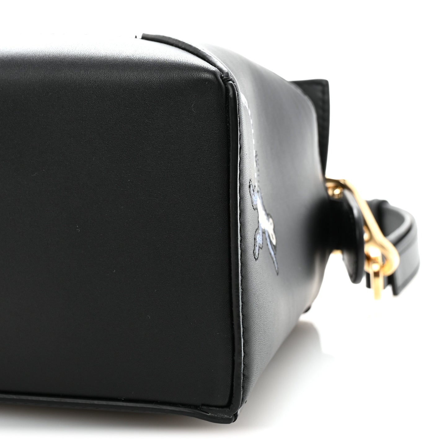 X SUNA FUJITA Satin Calfskin Small Lemur Puzzle Edge Bag Black