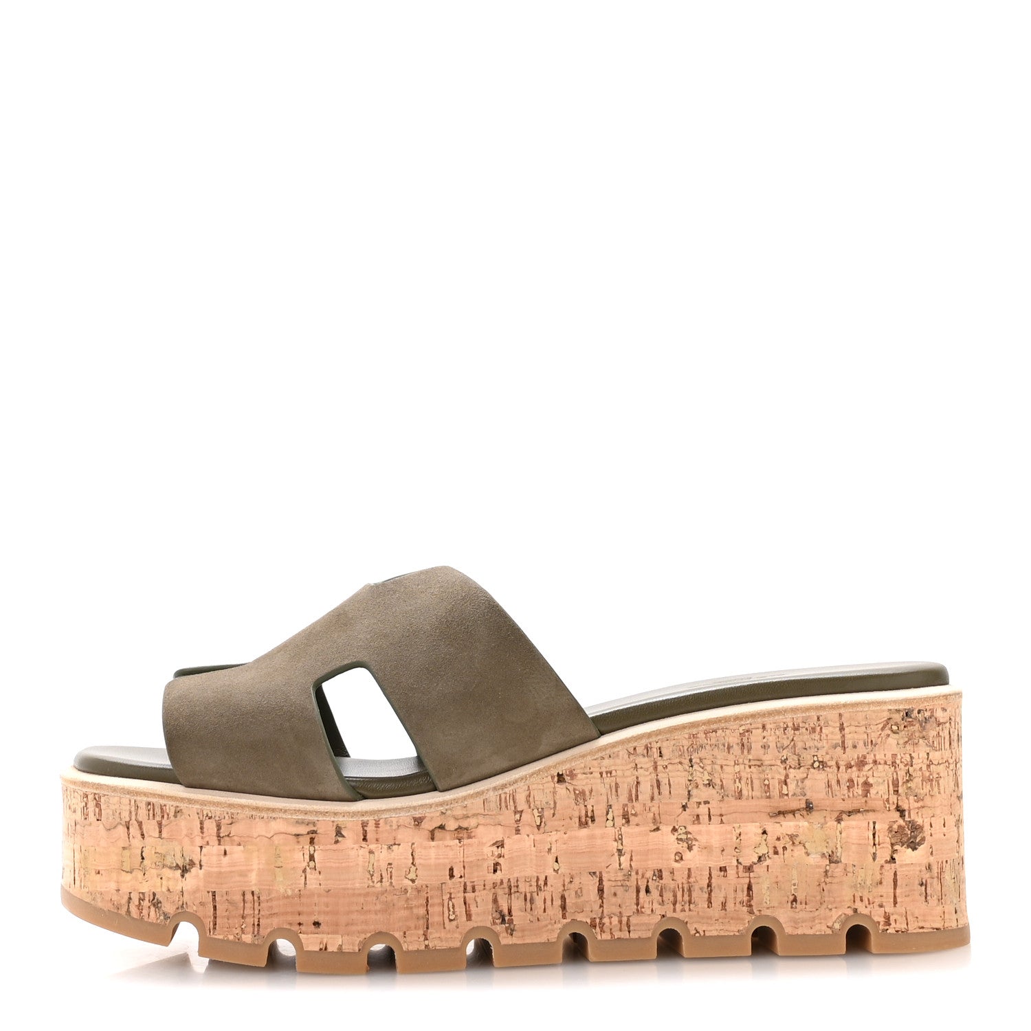 Hermes Suede Goatskin Cork Eze 30 Sandals 40 Vert Toundra 1882494