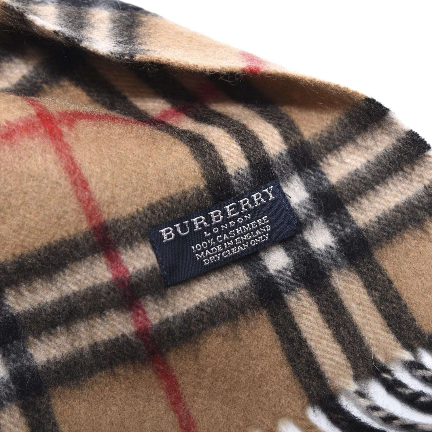 Burberry Cashmere House Check Fringe Scarf Camel 3 of 3