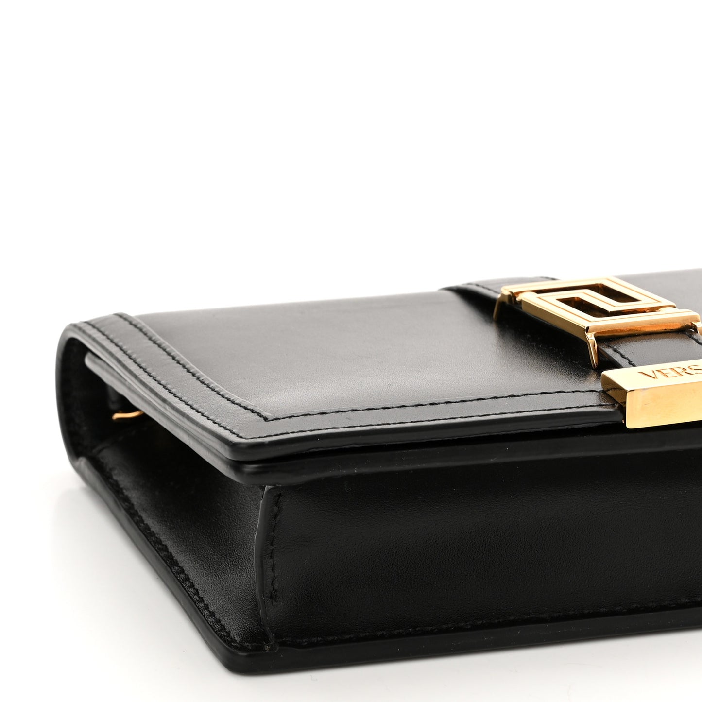 Calfskin Greca Goddess Wallet On Chain Black