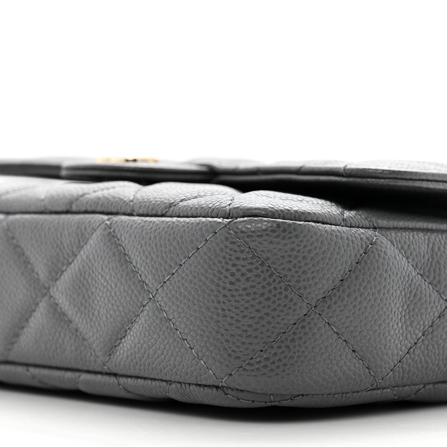 Chanel Caviar Quilted Flap Phone Holder With Chain Grey 12 of 14