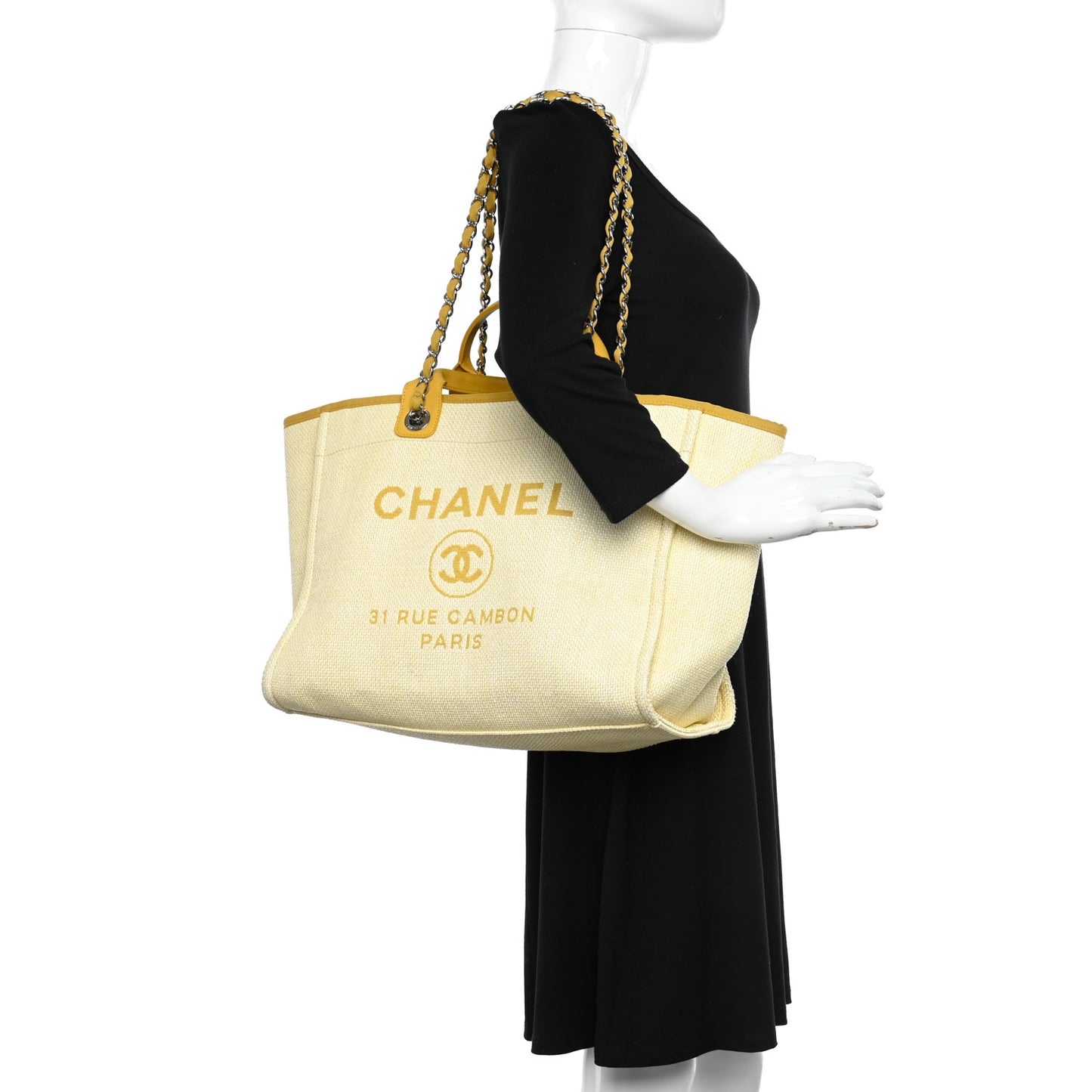Woven Straw Raffia Large Deauville Tote Yellow
