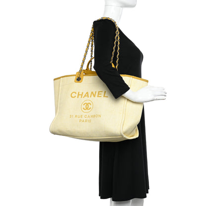 Chanel Woven Straw Raffia Large Deauville Tote Yellow 2 of 12