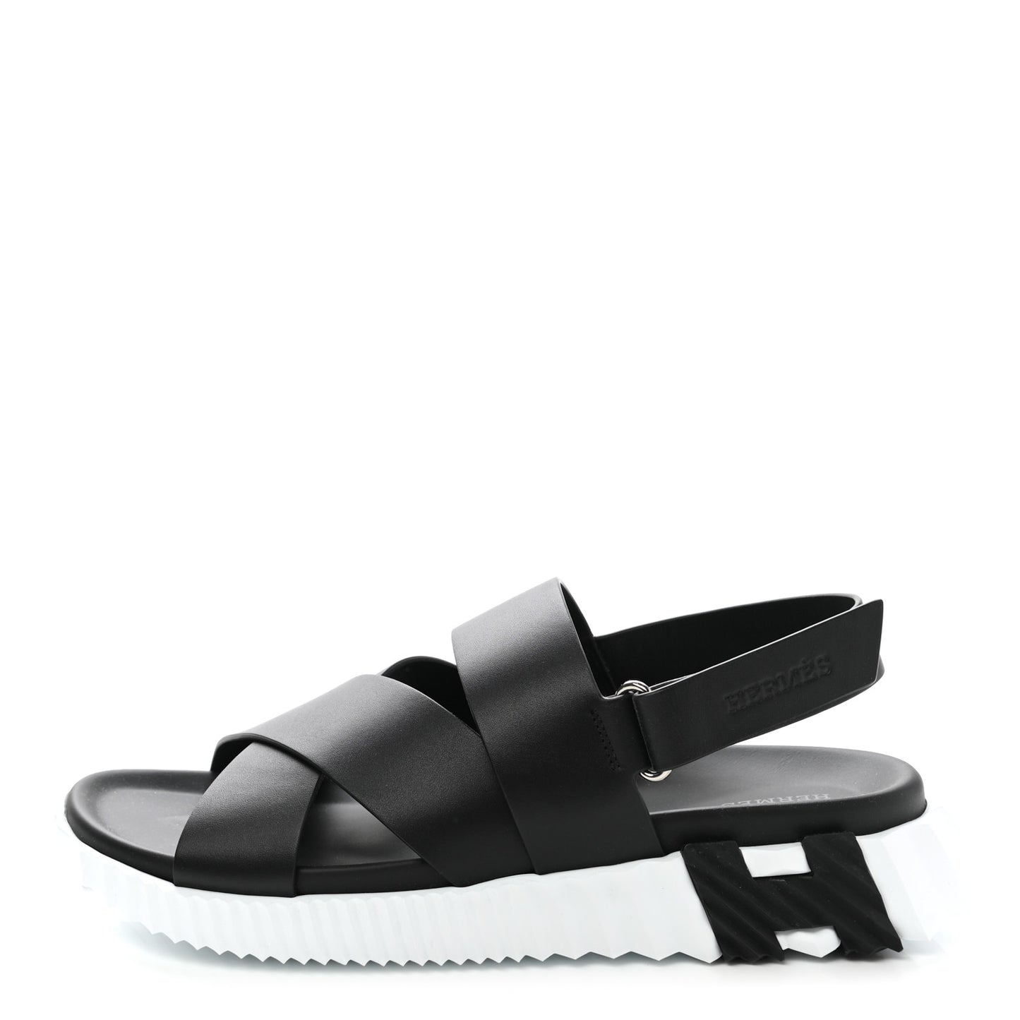 Calfskin Goatskin Mens Electric Sandals 43 Black White