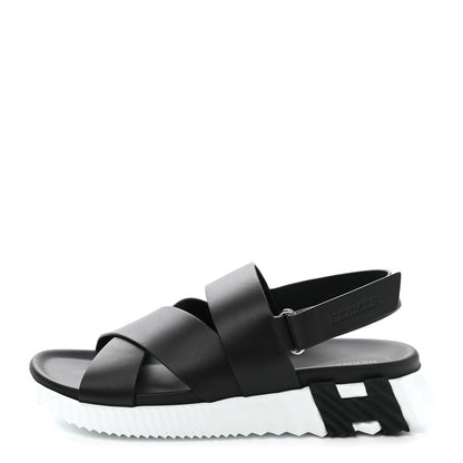 Hermes Calfskin Goatskin Mens Electric Sandals 43 Black White 1 of 10