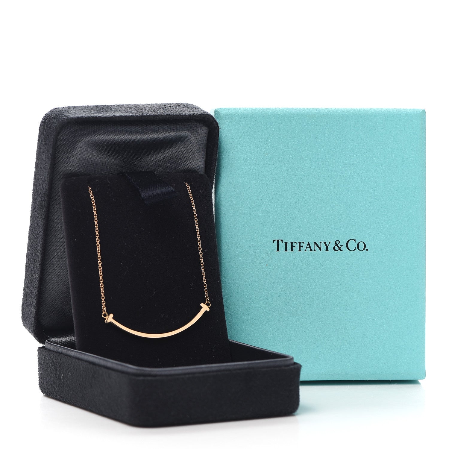 Tiffany 18K Rose Gold Small T Smile Pendant Necklace 6 of 6