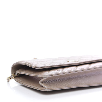 Chanel Iridescent Caviar Quilted Wallet On Chain WOC Beige 6 of 12