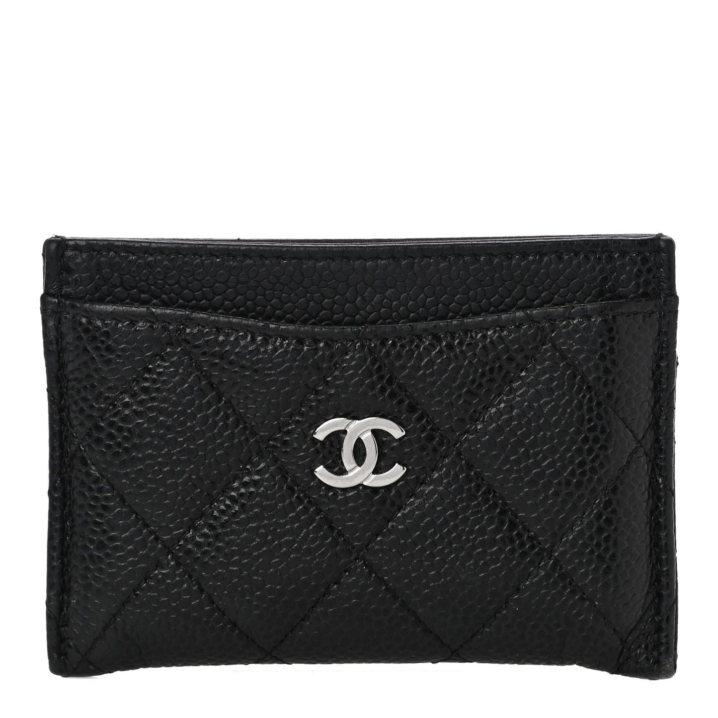 Caviar Quilted Card Holder Black