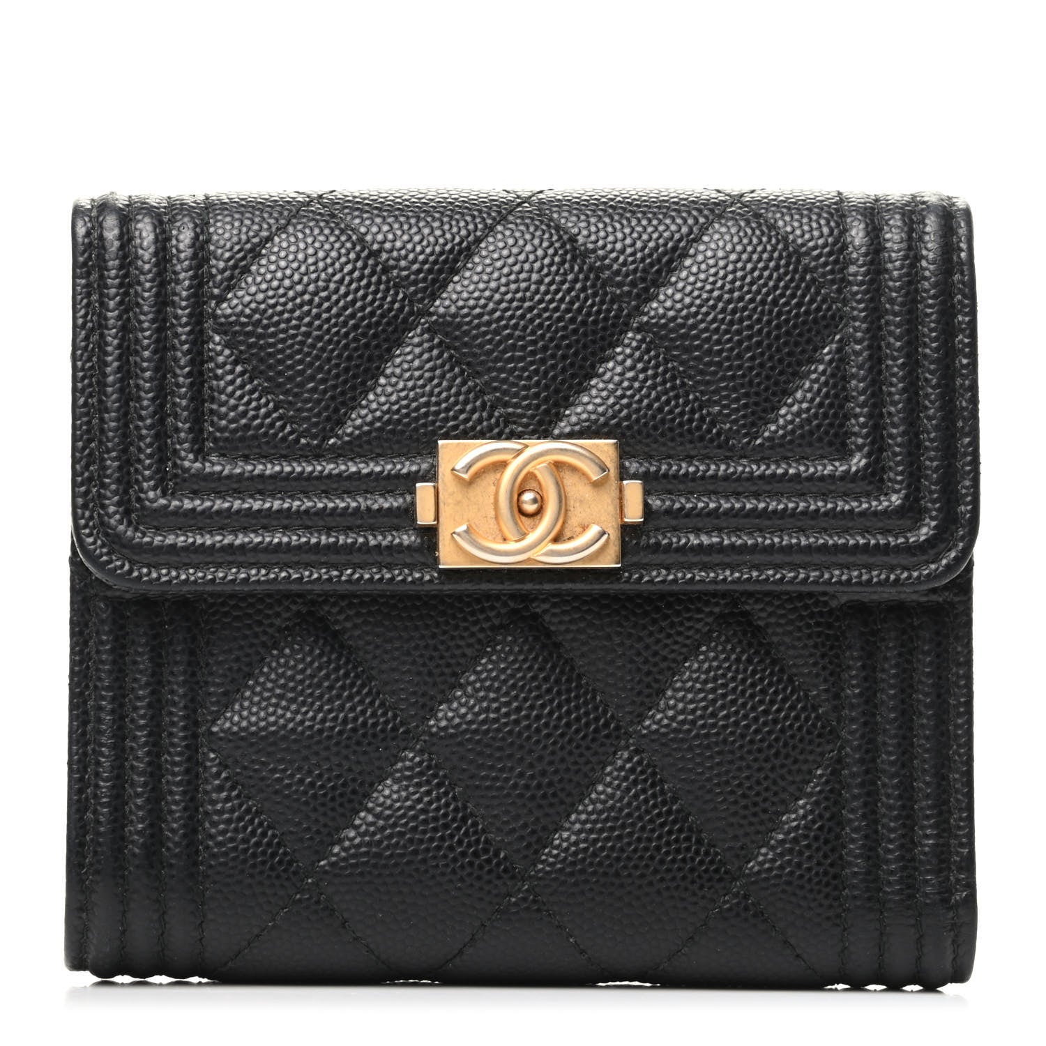 Chanel Caviar Quilted Compact Boy Wallet Black 1 of 8