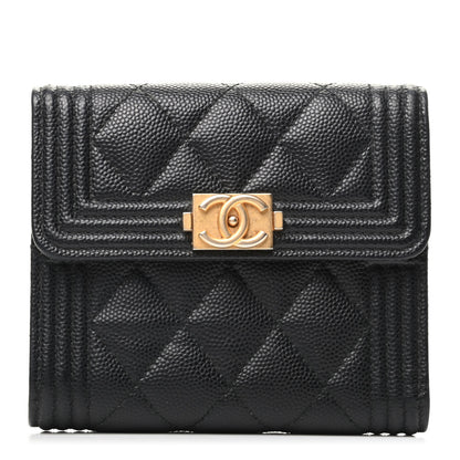 Chanel Caviar Quilted Compact Boy Wallet Black 1 of 8