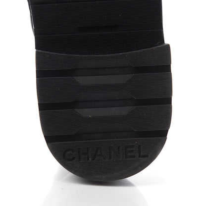 Chanel Shiny Goatskin Calfskin Quilted Lace Up Combat Boots 38 Black 6 of 8