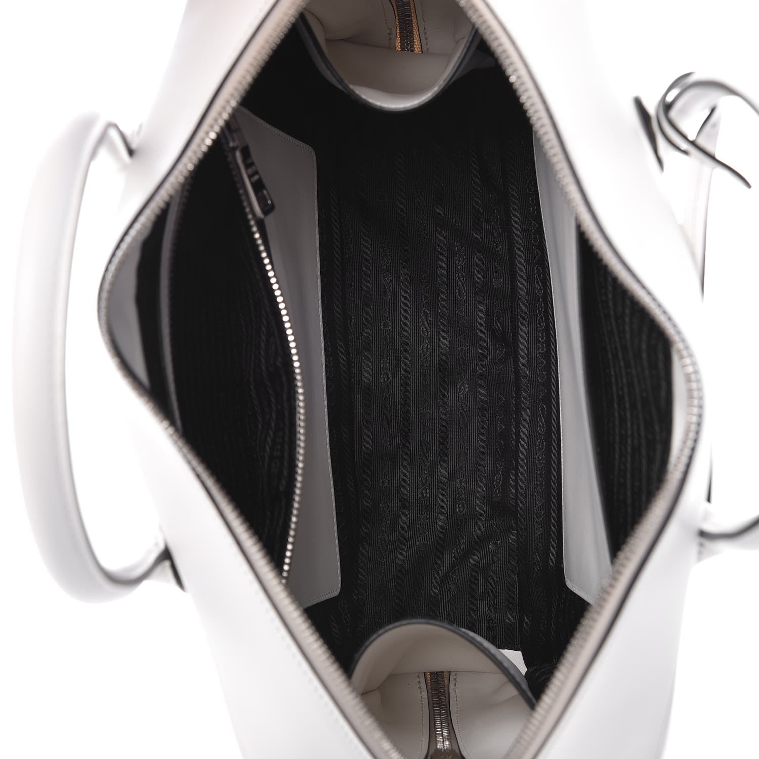 Prada City Calfskin Racing Logo Bowler White Black 5 of 7