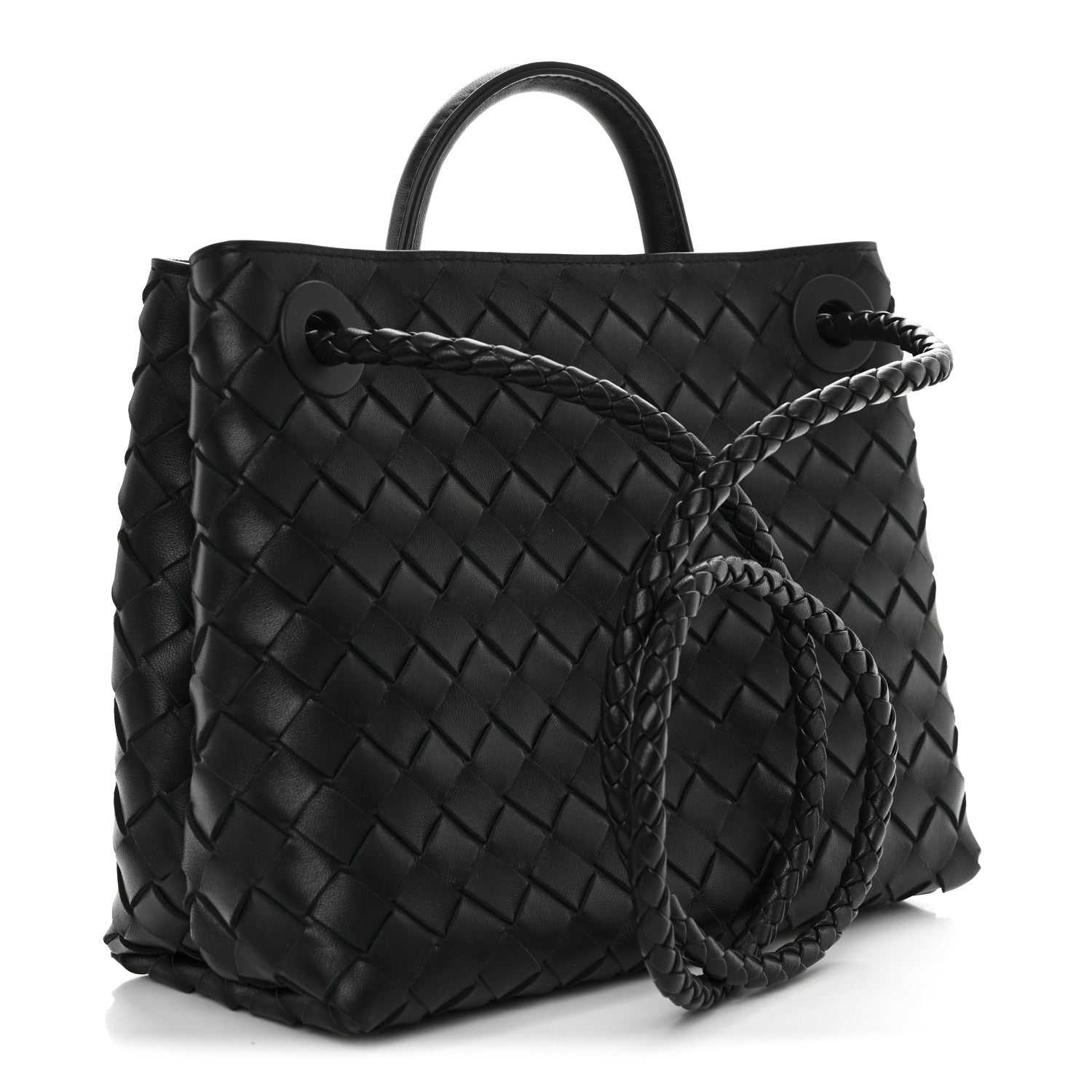 Bottega Veneta Nappa Intrecciato Small Andiamo Shoulder Bag Black