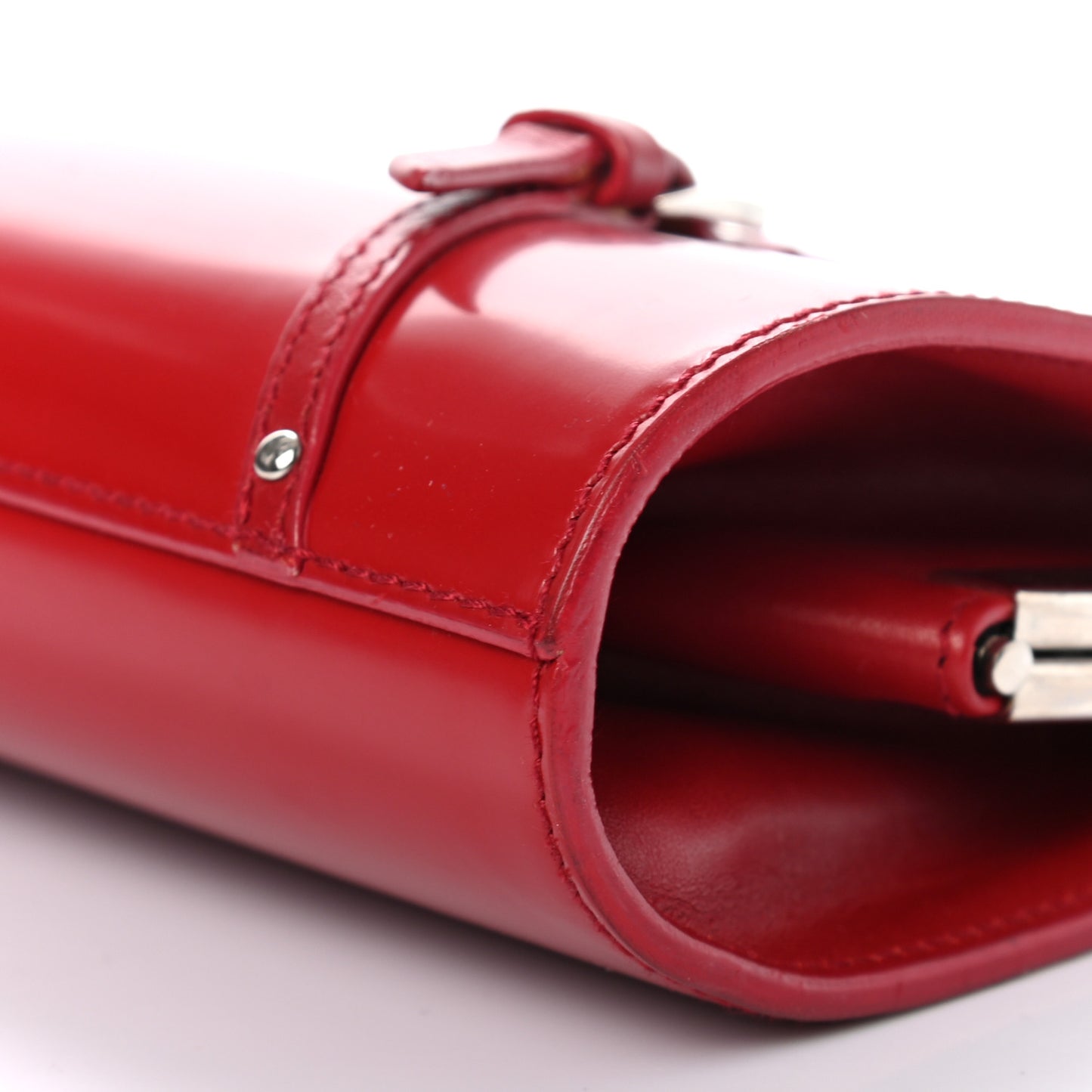 Glazed Calfskin Bondage Clutch Rouge
