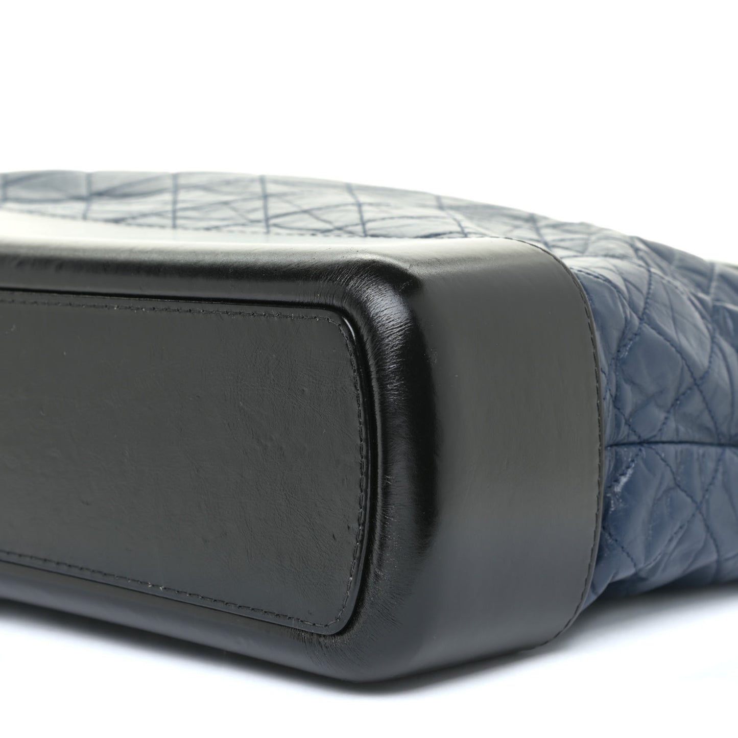 Aged Calfskin Quilted Large Gabrielle Shopping Tote Navy Black