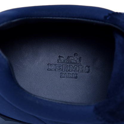 Hermes Technical Jersey Suede Goatskin Bouncing Sneakers 38.5 Marine 9 of 10