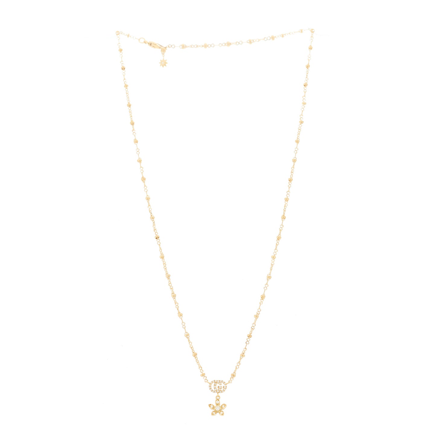 18K Yellow Gold Diamond Flora Necklace