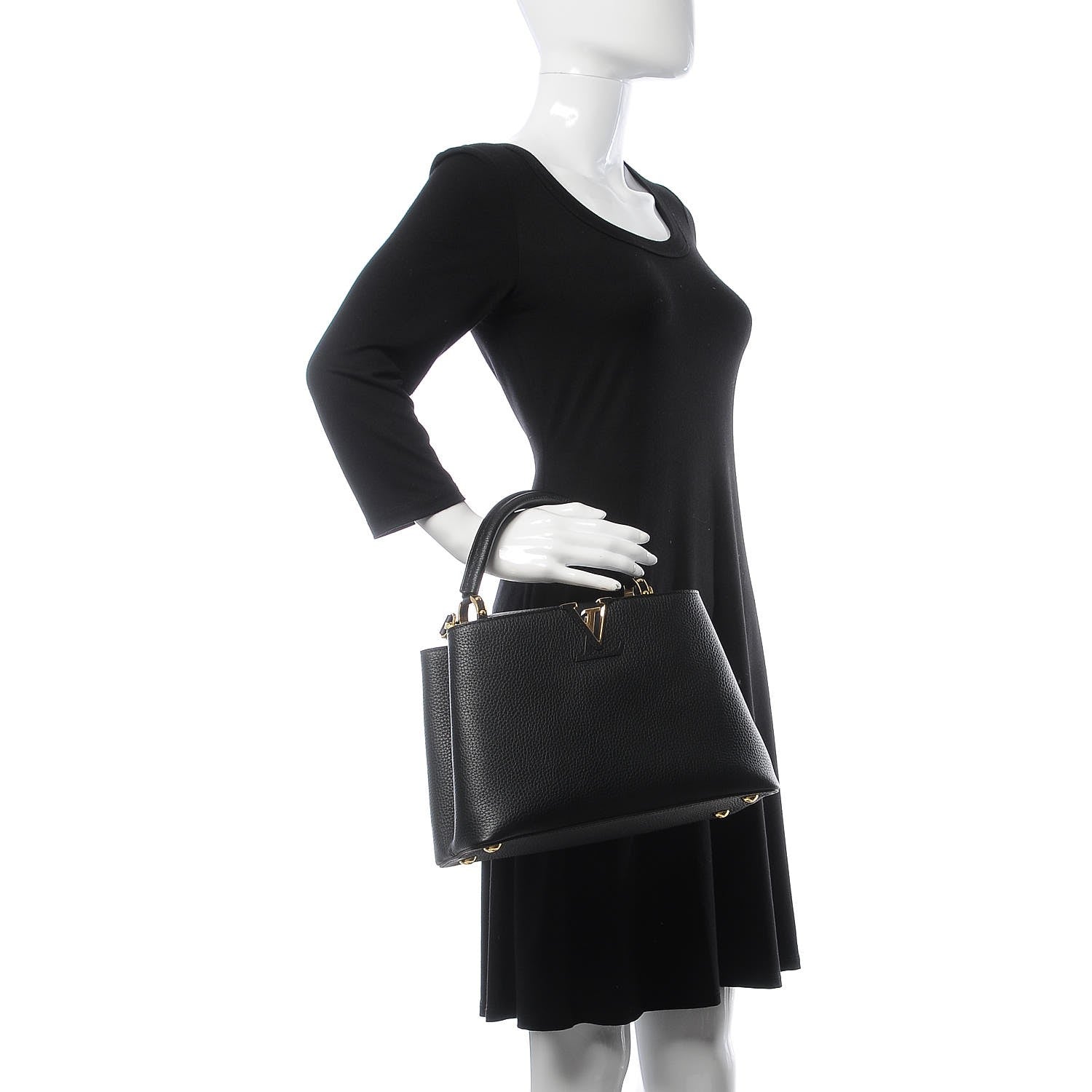 Louis Vuitton Taurillon Capucines PM Black 3 of 8