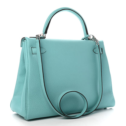 Hermes Togo Kelly Retourne 32 Bleu Atoll 3 of 10